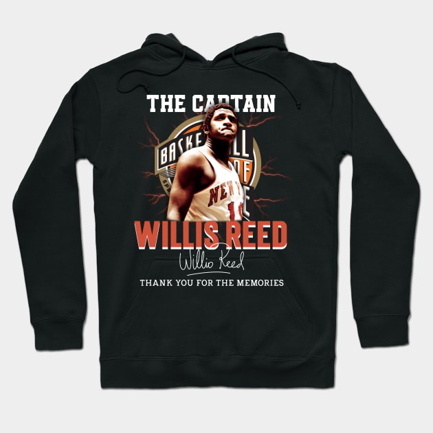 Willis Reed The Captain Basketball Legend Signature Vintage Retro 80s 90s Bootleg Rap Style Hoodie by CarDE